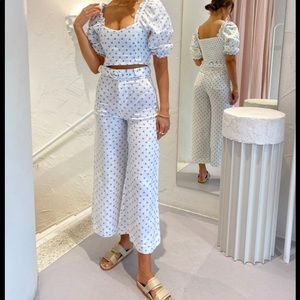 Faithfull the brand wide leg linen pant size 2